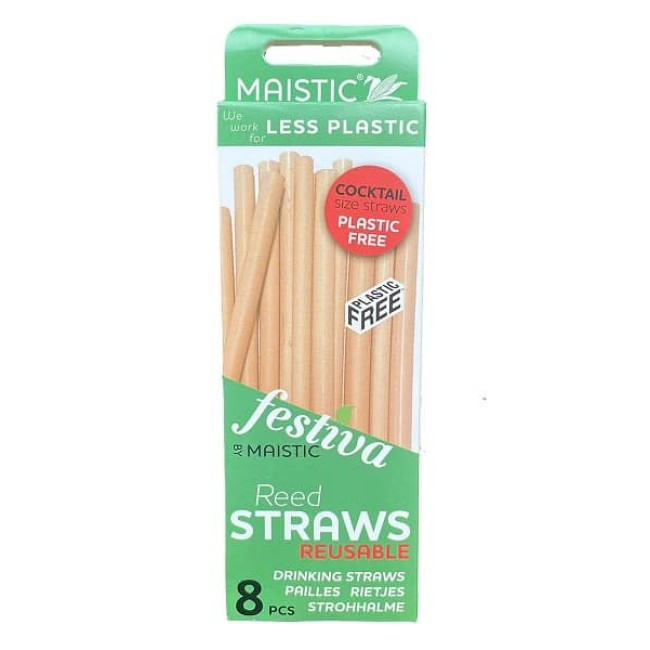 Pai din stuf pentru baut 14cm plastic free set 8 buc Maistic